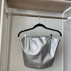WAYF Silver Metallic Corset Top Size Medium